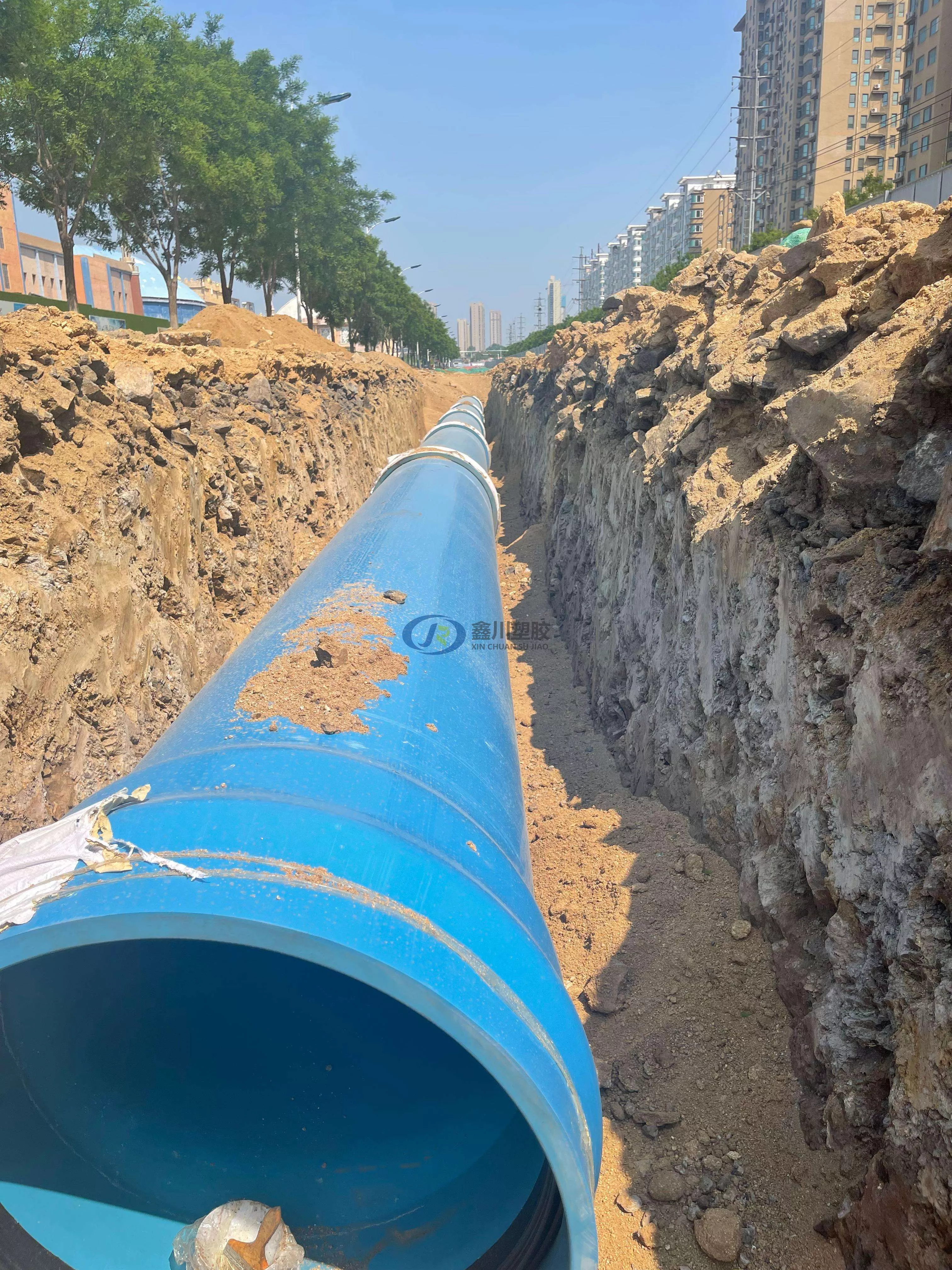 PVC-UH给水管施工现场